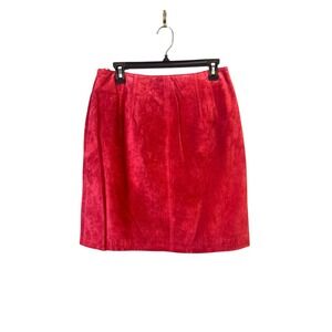 Vintage Margos Leather Suede Rasberry Red Pencil Fitted Size 11 Western Y2K‎